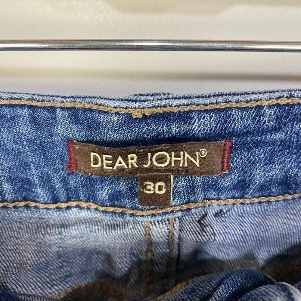 Dear John Medium Wash Denim Distressed Zipper Ankle Jeans